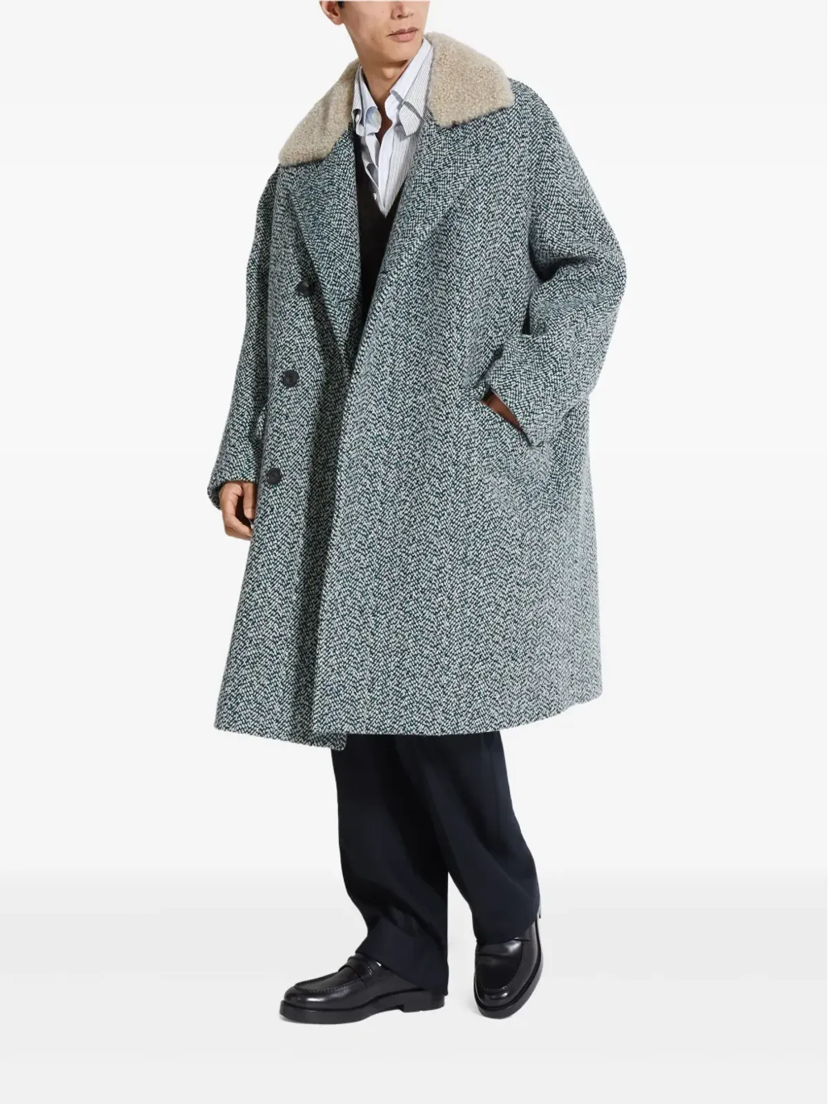 Zegna ヘリンボーンコート - 画像3