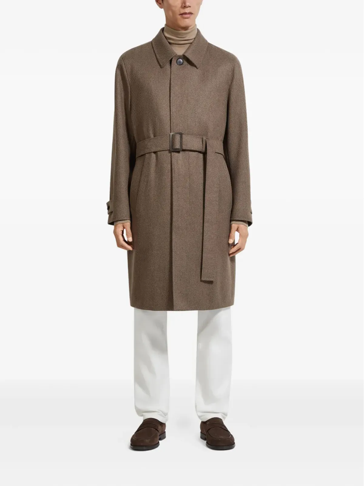 Zegna ベルテッド ツイルコート - 画像2