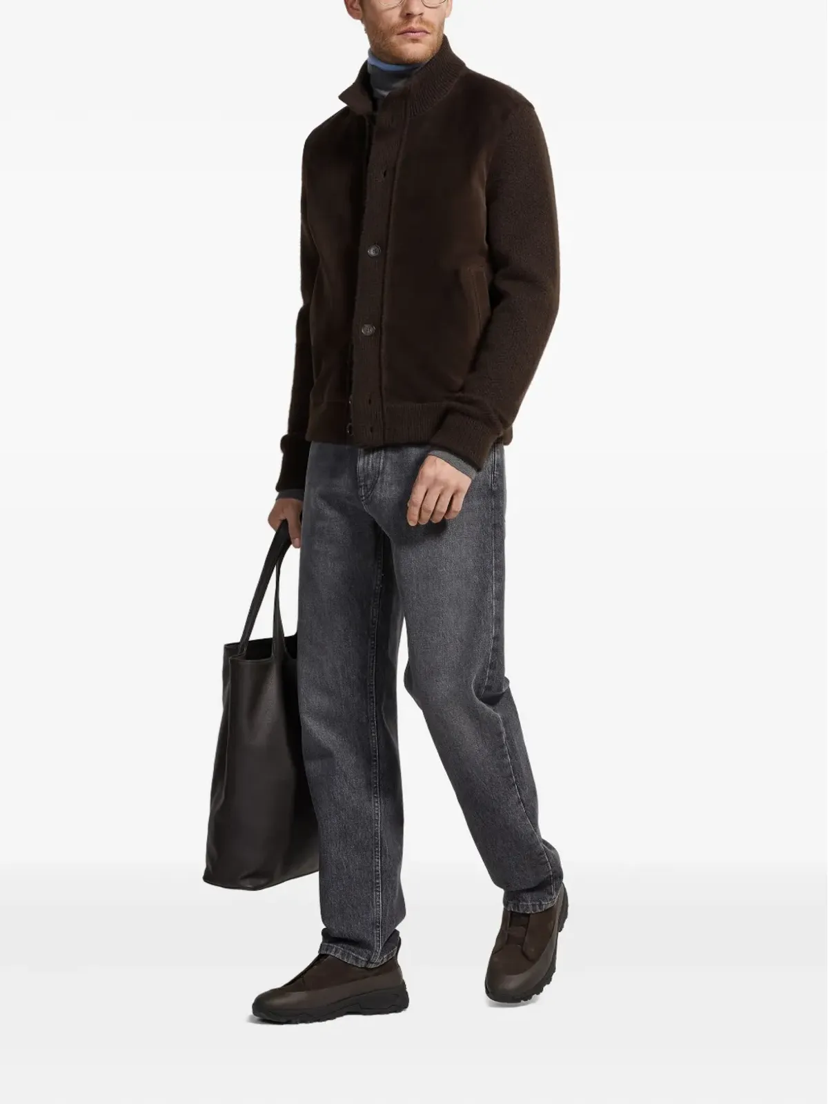 Zegna ボタン留めパネル編みカーディガン - 画像2