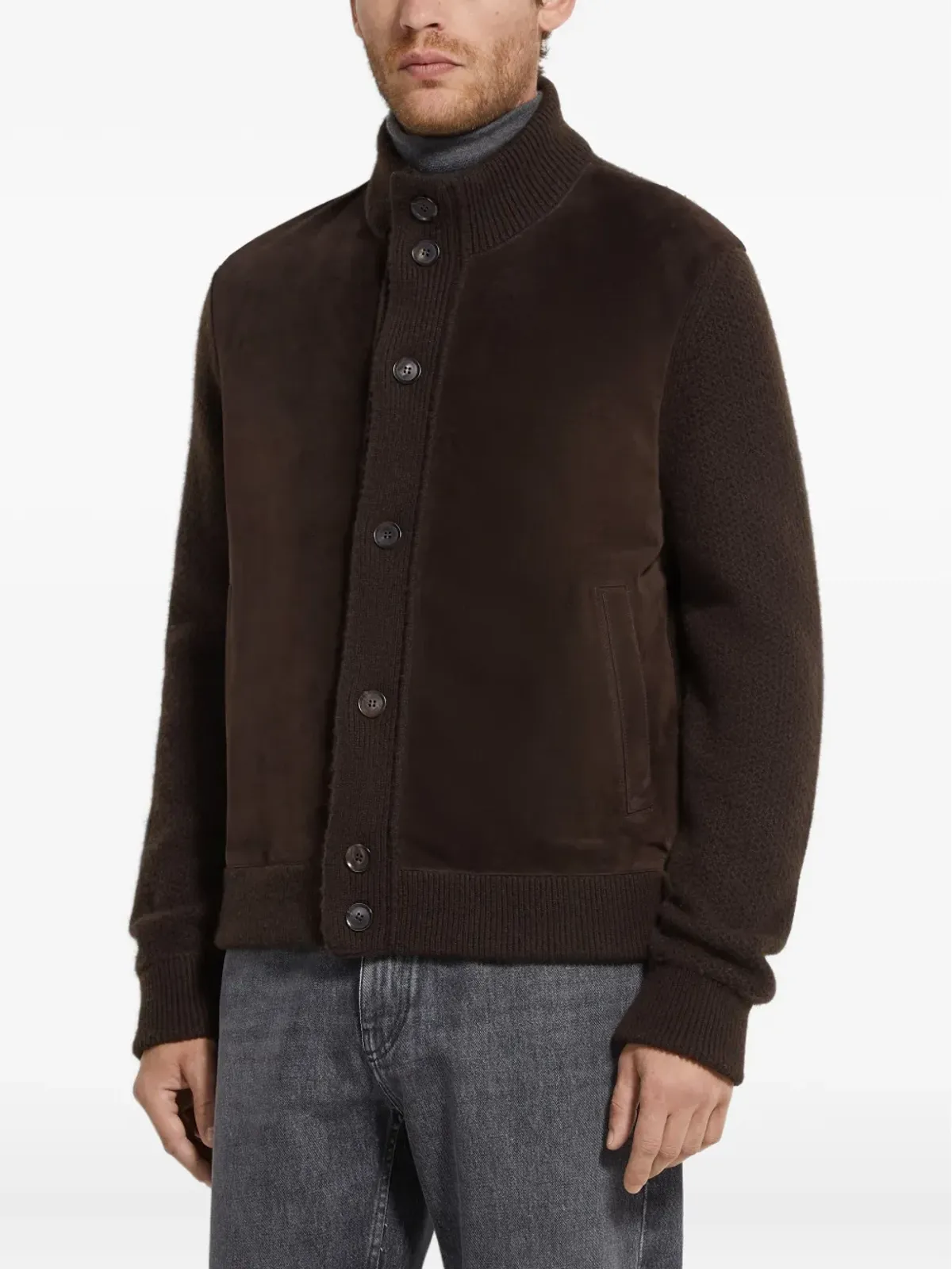 Zegna ボタン留めパネル編みカーディガン - 画像3