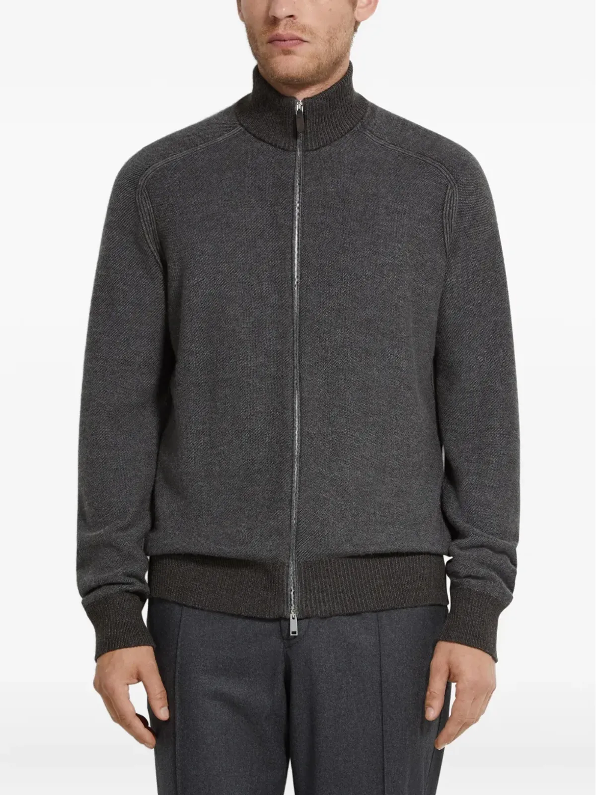Zegna ジップファスナー付きカーディガン - グレー - 画像3