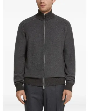Zegna ジップファスナー付きカーディガン - グレー - サムネイル3