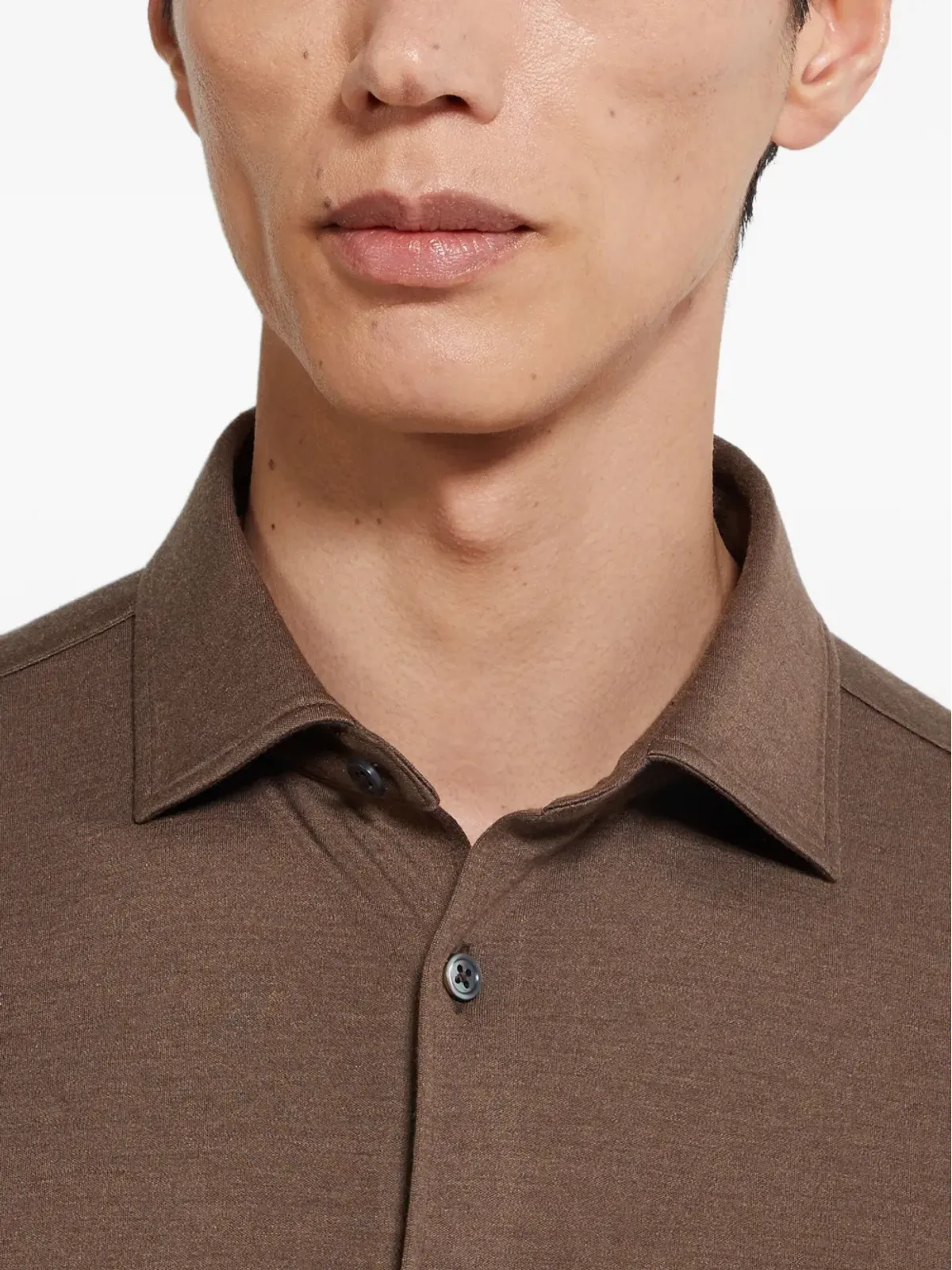 Zegna カシミア×シルク混紡シャツ - ブラウン - 画像5