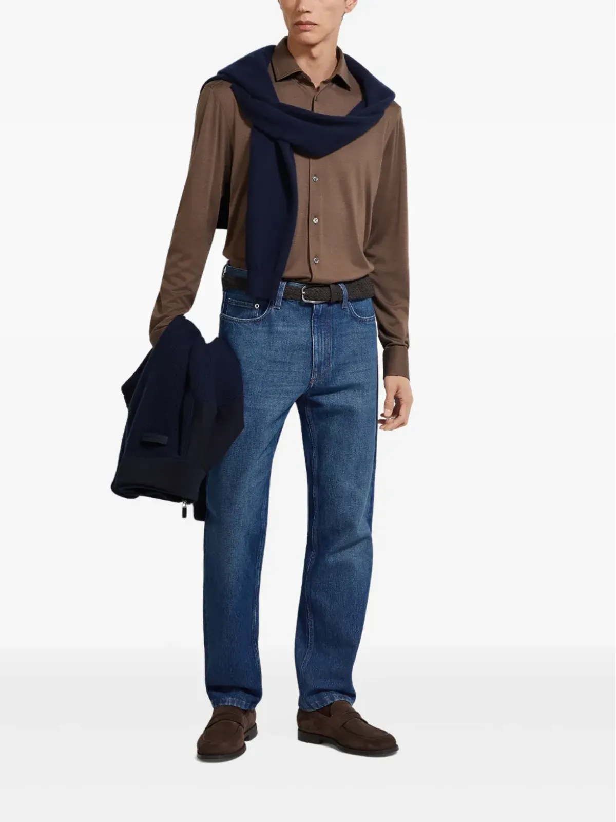 Zegna カシミア×シルク混紡シャツ - ブラウン - 画像2