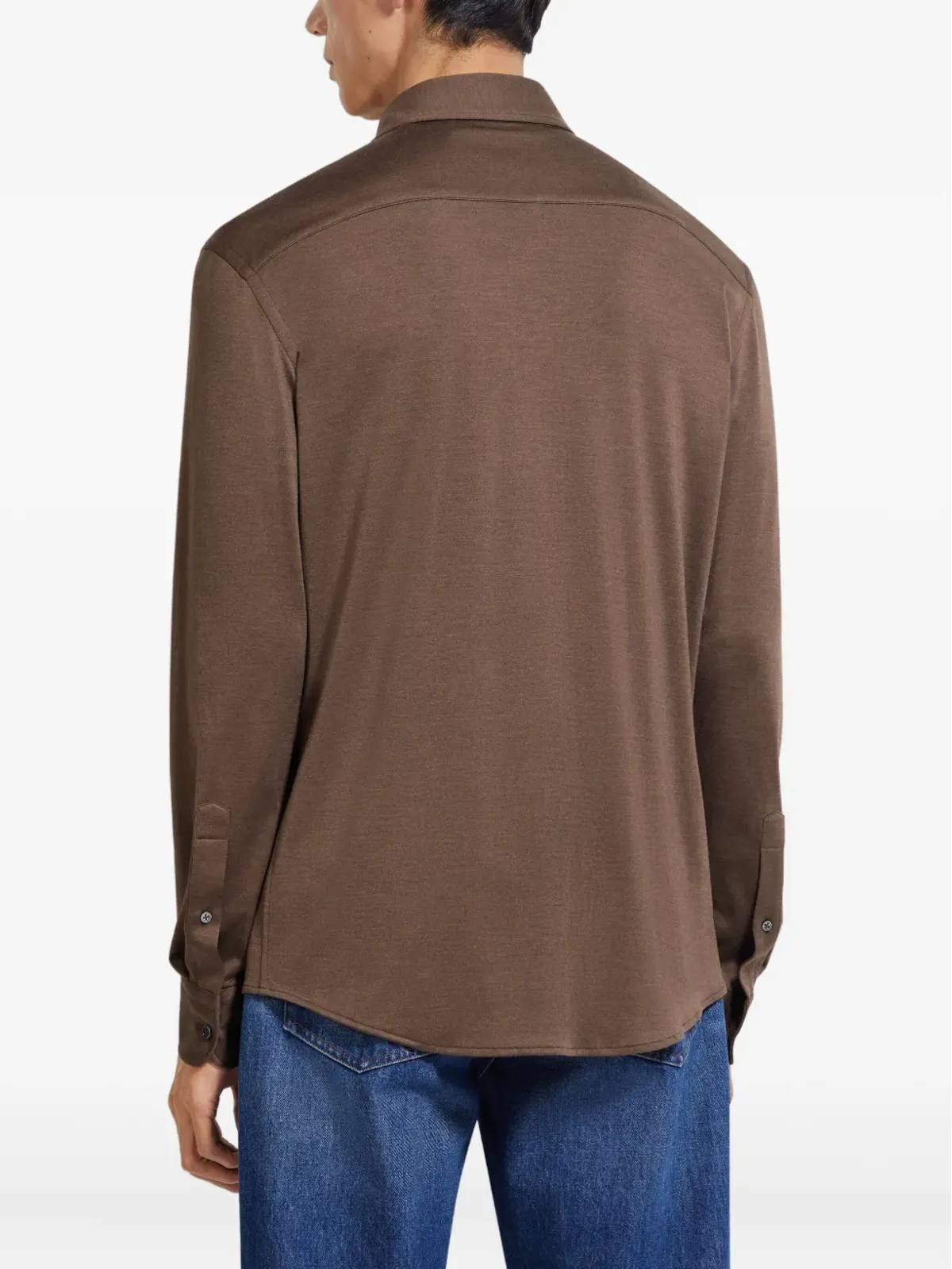 Zegna カシミア×シルク混紡シャツ - ブラウン - 画像4