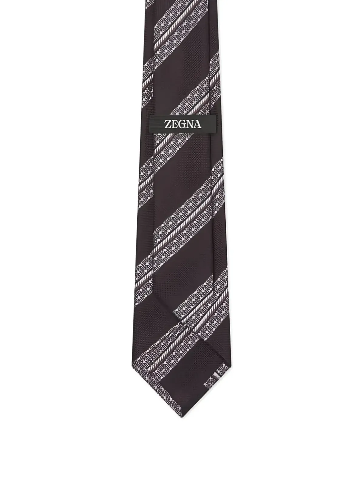 Zegna ストライプ柄シルクタイ - ブラウン - 画像2