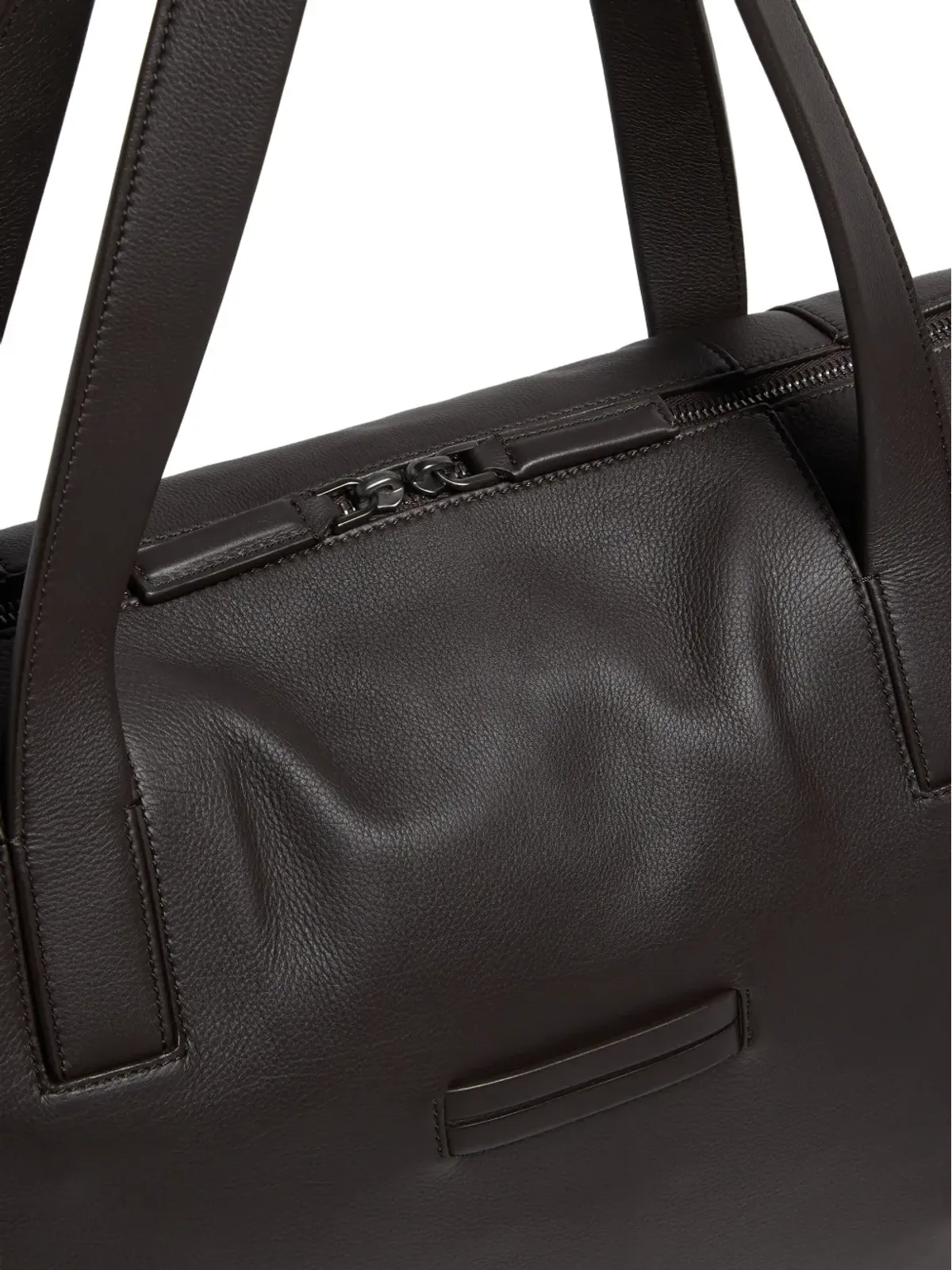 Zegna セカンドスキン レザー ホールドアバッグ ブラウン - 画像5