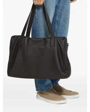 Zegna セカンドスキン レザー ホールドアバッグ ブラウン - サムネイル2