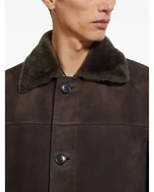 Zegna シアリングカラー付きスエードコート - サムネイル5