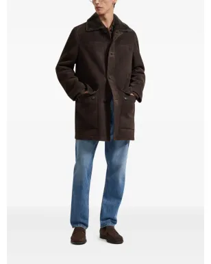 Zegna シアリングカラー付きスエードコート - サムネイル2
