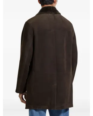 Zegna シアリングカラー付きスエードコート - サムネイル4