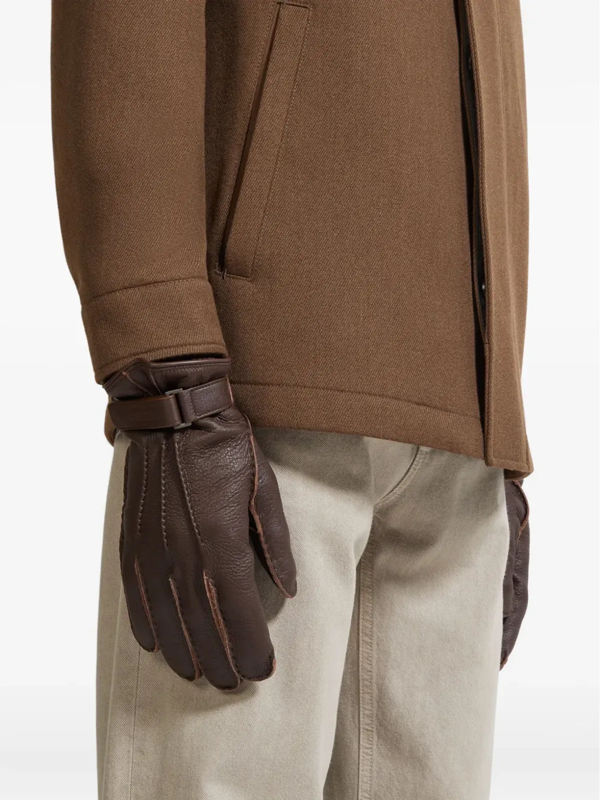 Zegna ペッカリーレザー手袋 - 画像3