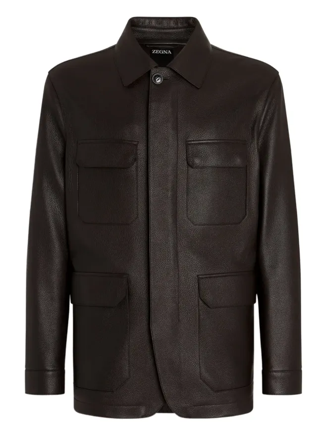 ZEGNA Zegna レザー フラップポケット ジャケットの商品画像