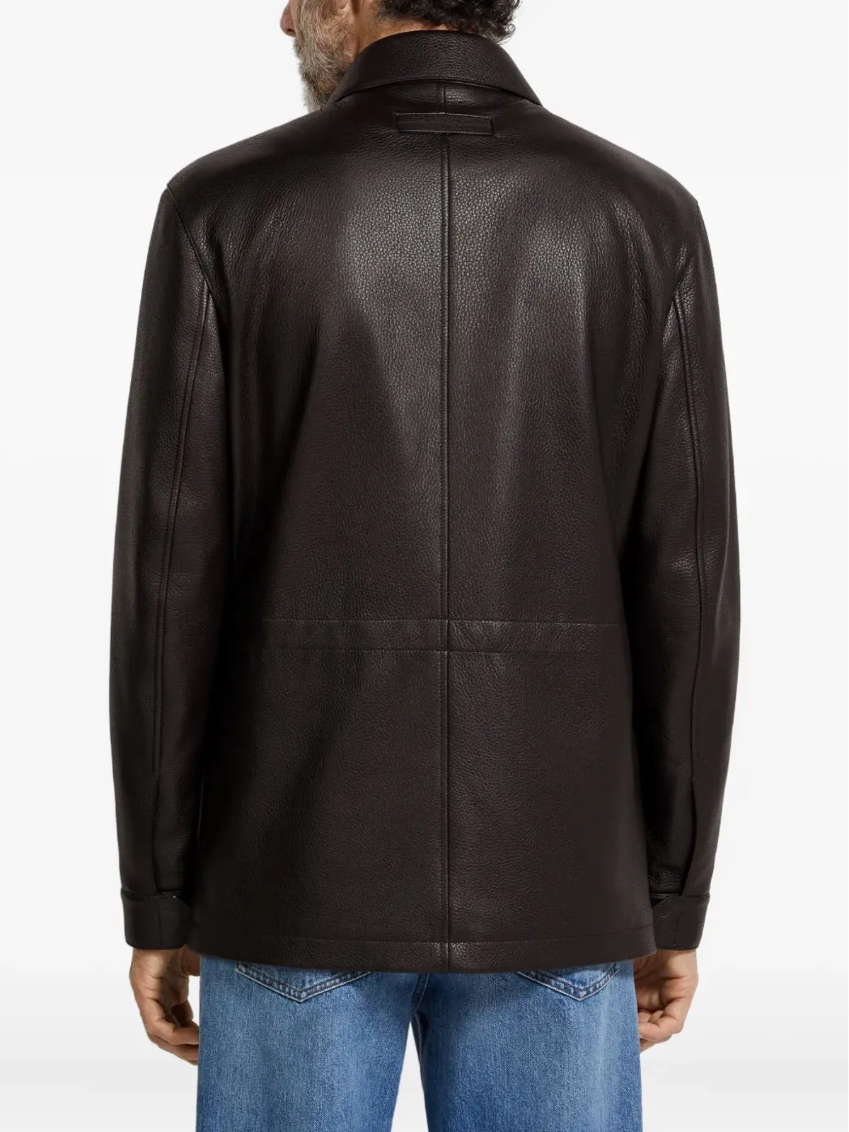 Zegna レザー フラップポケット ジャケット - 画像4