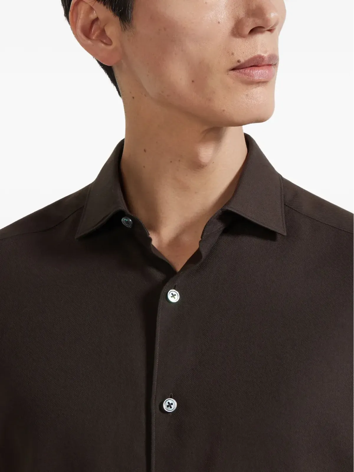 Zegna Cashco 長袖ボタンダウンシャツ - ブラウン - 画像5
