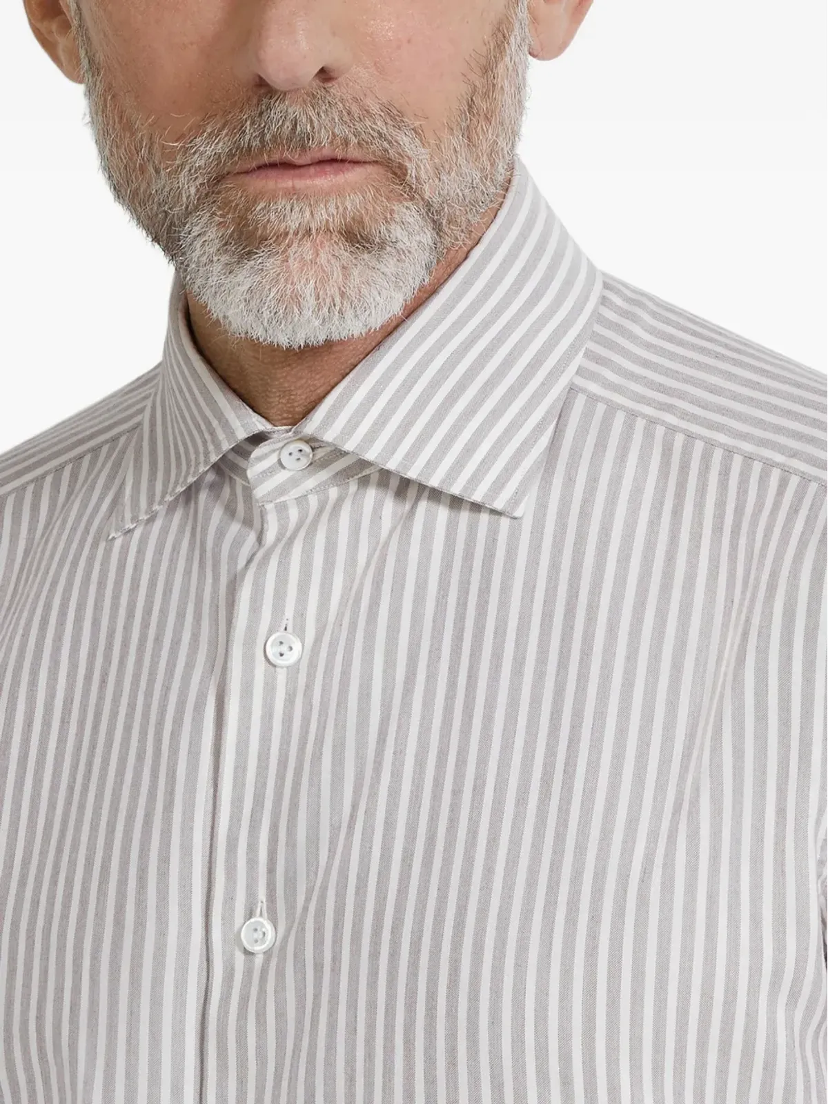 Zegna ストライプ柄シルクコットンシャツ - 画像5