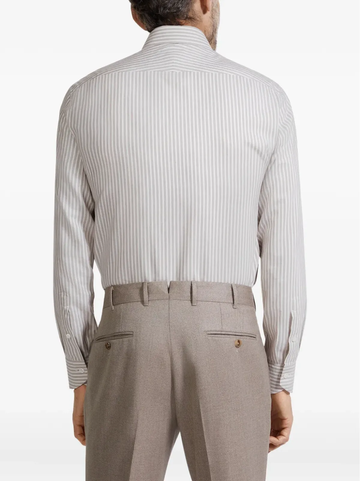 Zegna ストライプ柄シルクコットンシャツ - 画像4