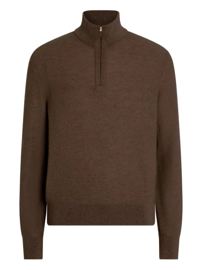 ZEGNA Zegna ハーフジップ カシミヤセーター ブラウンの商品画像