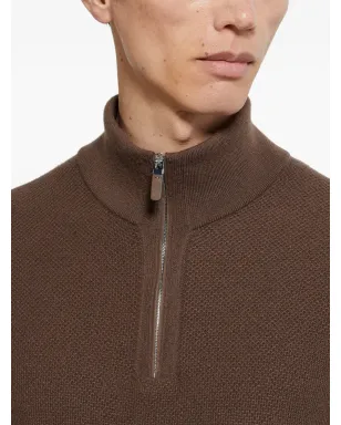 Zegna ハーフジップ カシミヤセーター ブラウン - サムネイル5