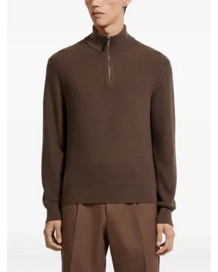 Zegna ハーフジップ カシミヤセーター ブラウン - サムネイル2