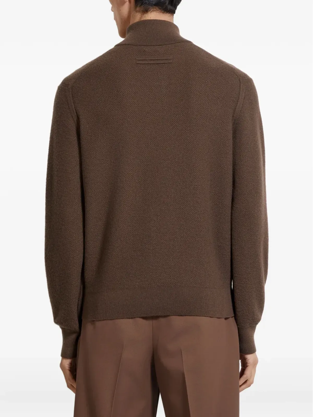 Zegna ハーフジップ カシミヤセーター ブラウン - 画像3
