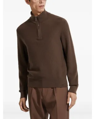 Zegna ハーフジップ カシミヤセーター ブラウン - サムネイル4