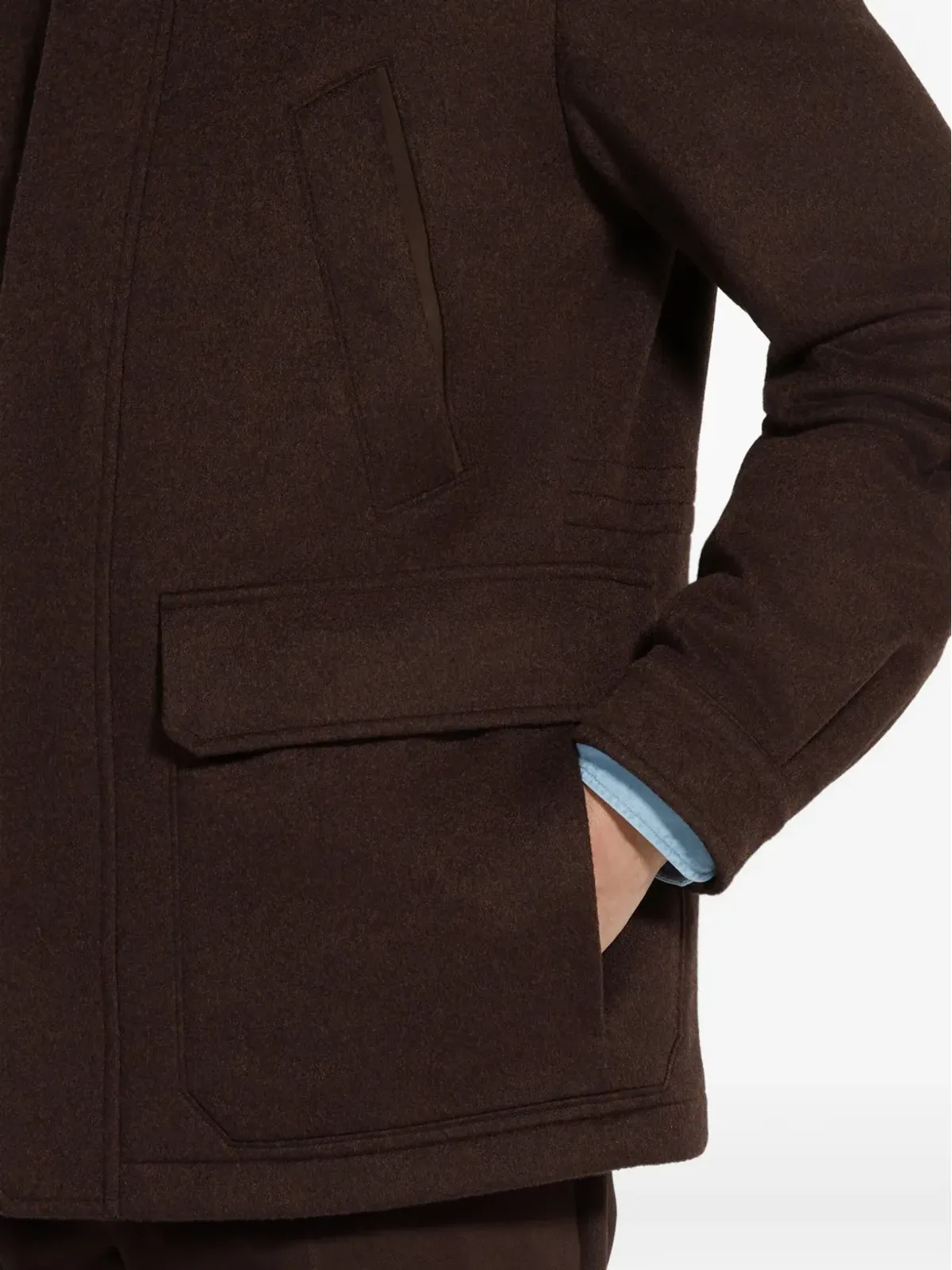Zegna カシミヤ ハイネック ジャケット ブラウン - 画像5