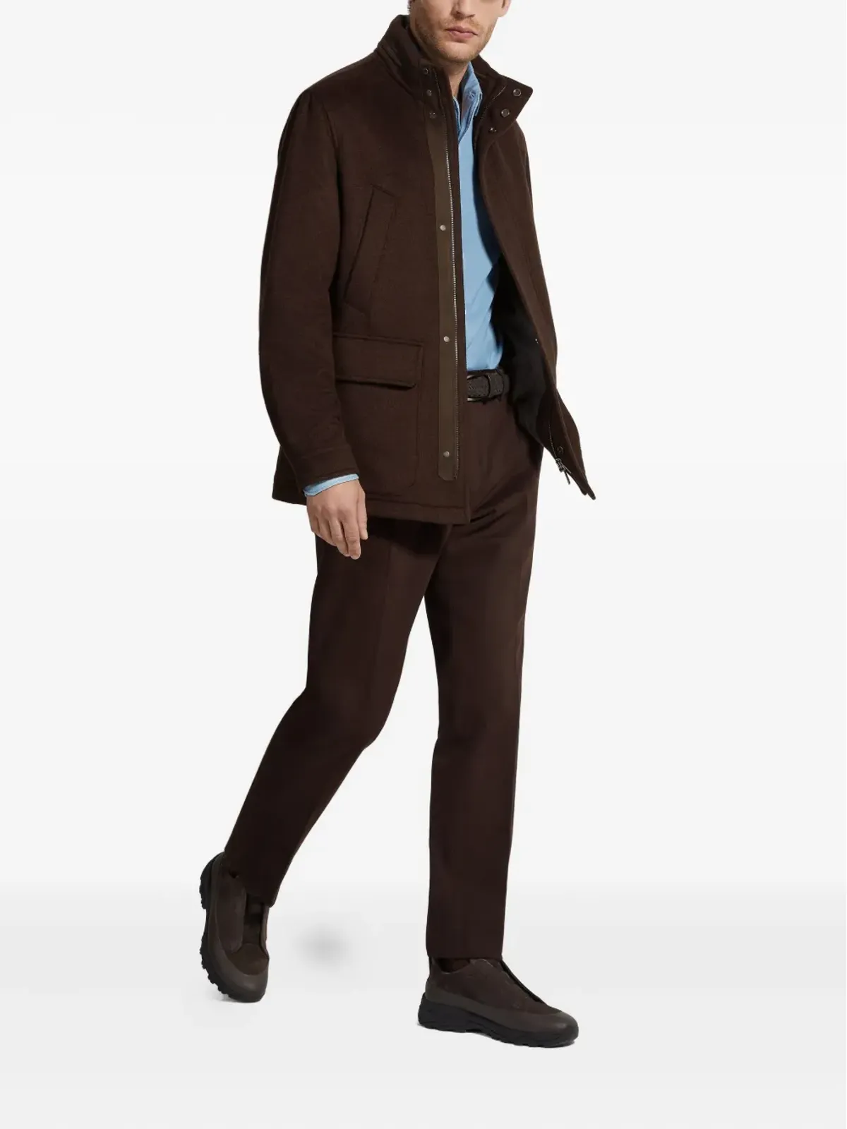 Zegna カシミヤ ハイネック ジャケット ブラウン - 画像2