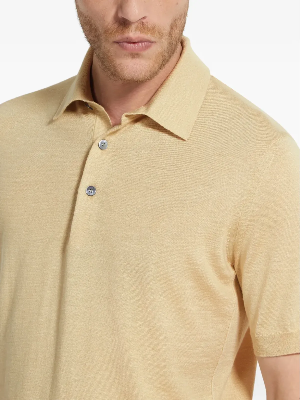 Zegna メランジショートスリーブポロシャツ - イエロー - 画像5