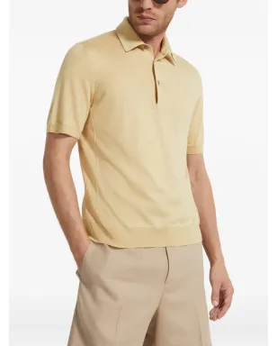 Zegna メランジショートスリーブポロシャツ - イエロー - サムネイル3