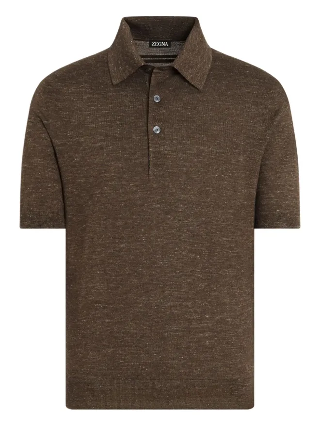 ZEGNA Zegna メランジ半袖ポロシャツ - ブラウンの商品画像