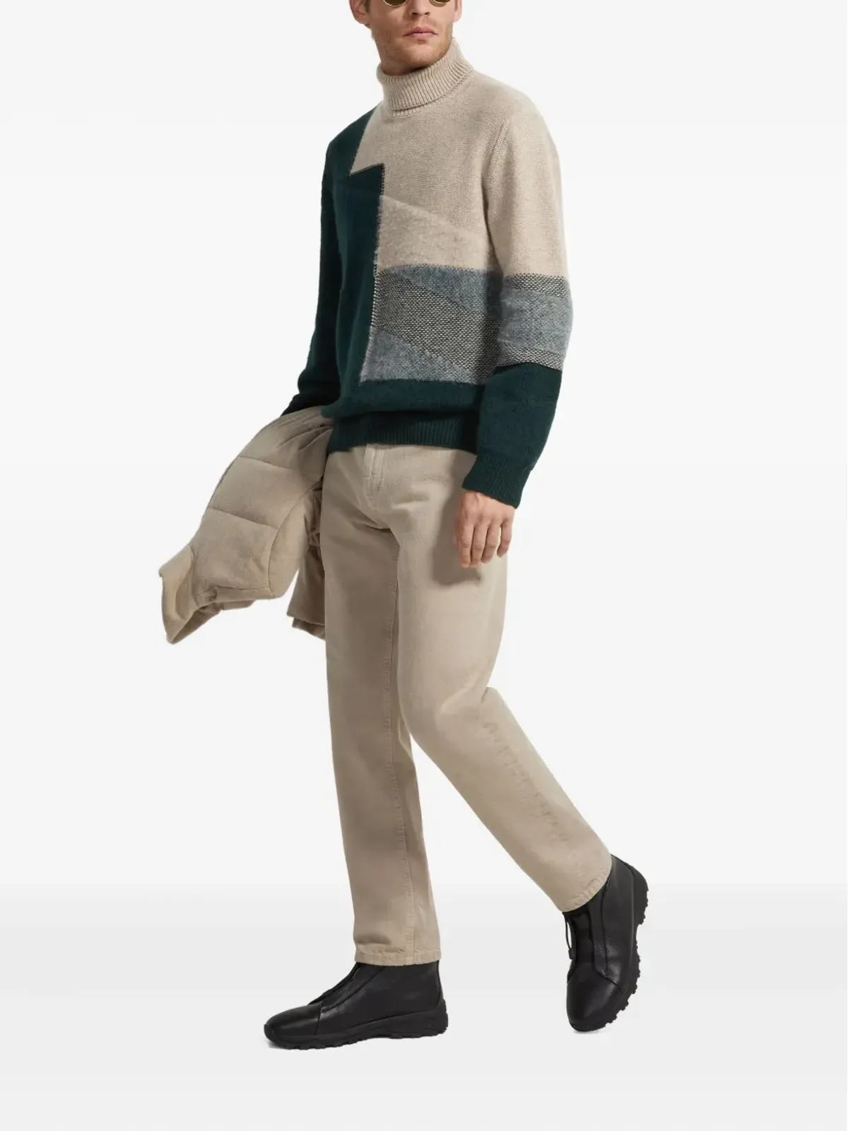 Zegna カラーブロック タートルネックセーター - 画像2