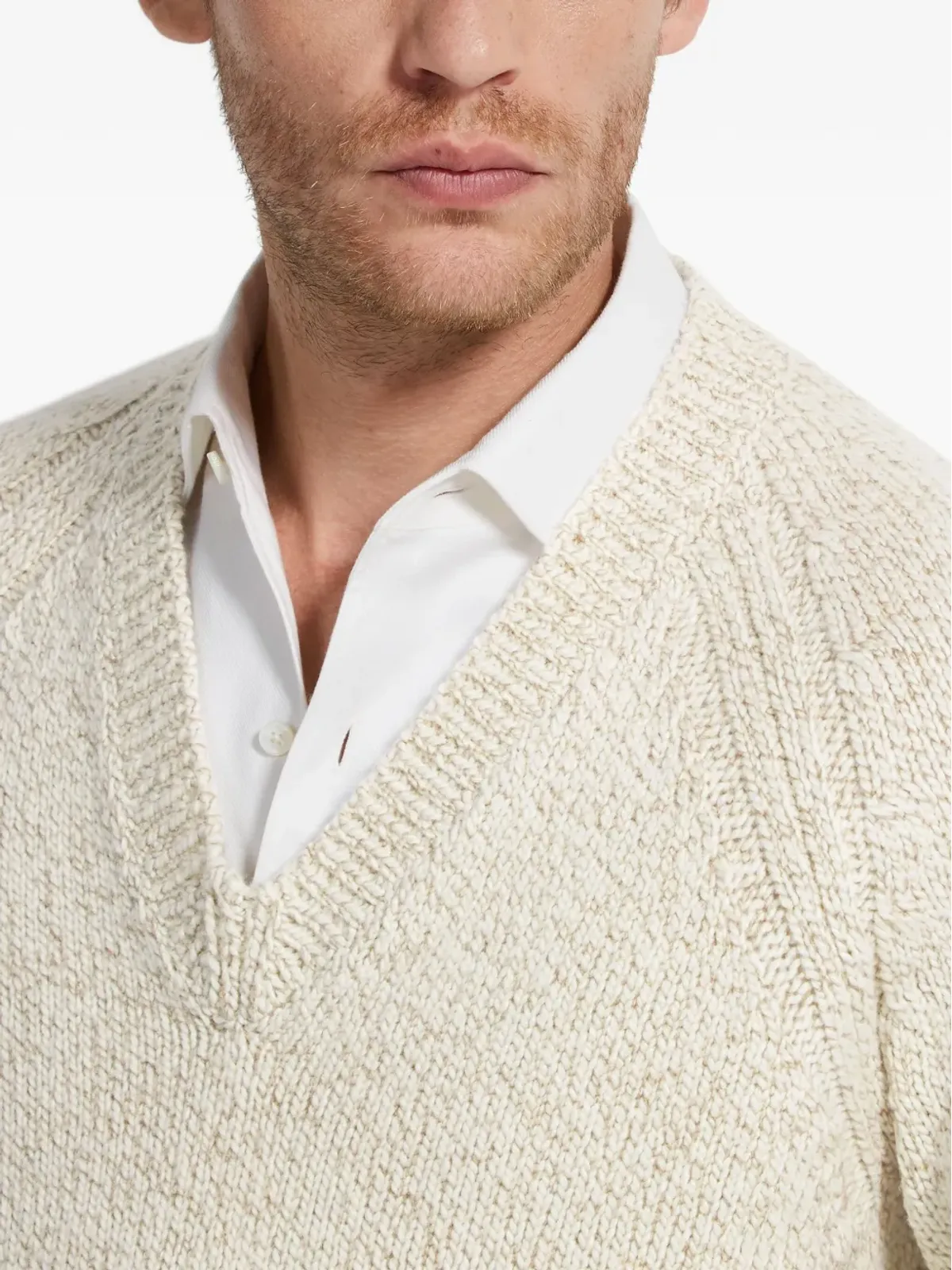 Zegna Vネック ラグランスリーブ セーター - Neutrals - 画像5