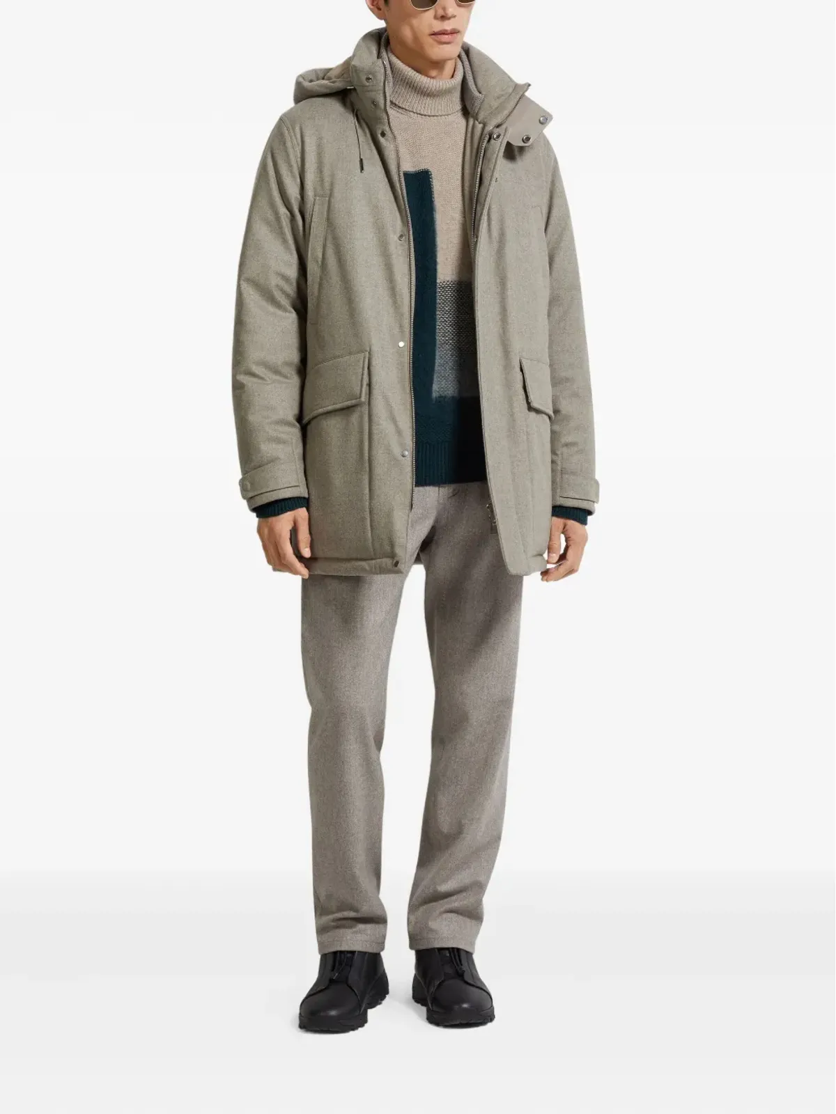 Zegna フード付きパーカコート - グレー - 画像2