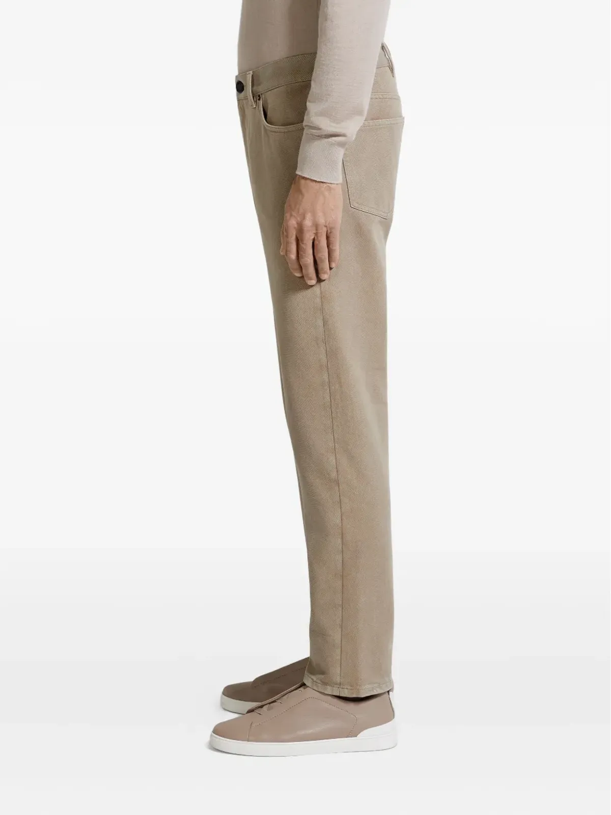 Zegna レザーパッチ ストレッチコットンパンツ - 画像3