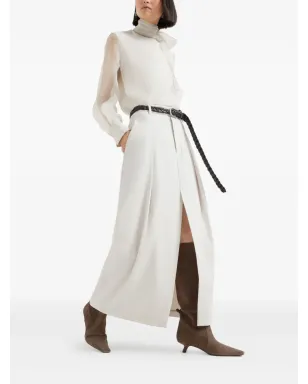 Brunello Cucinelli プリーツ前スリット入りマキシスカート - サムネイル3