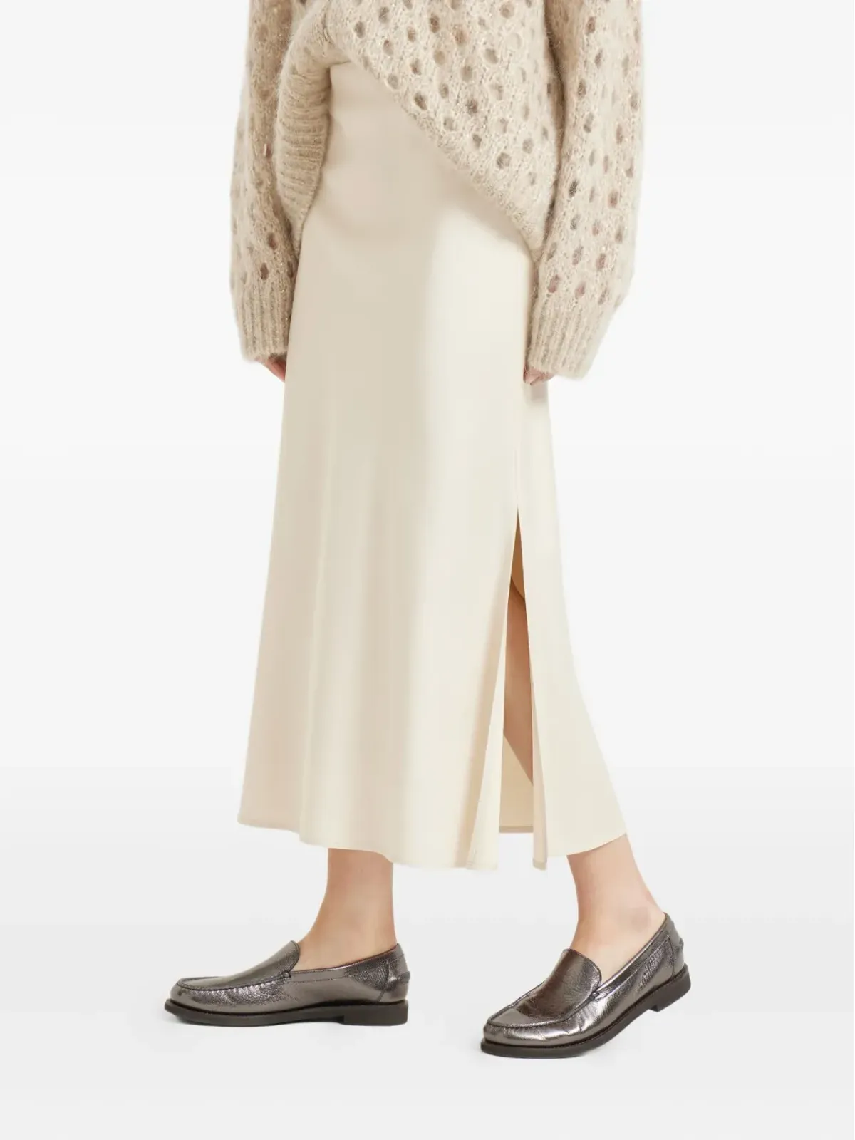 Brunello Cucinelli サイドスプリット ミディスカート - 画像5
