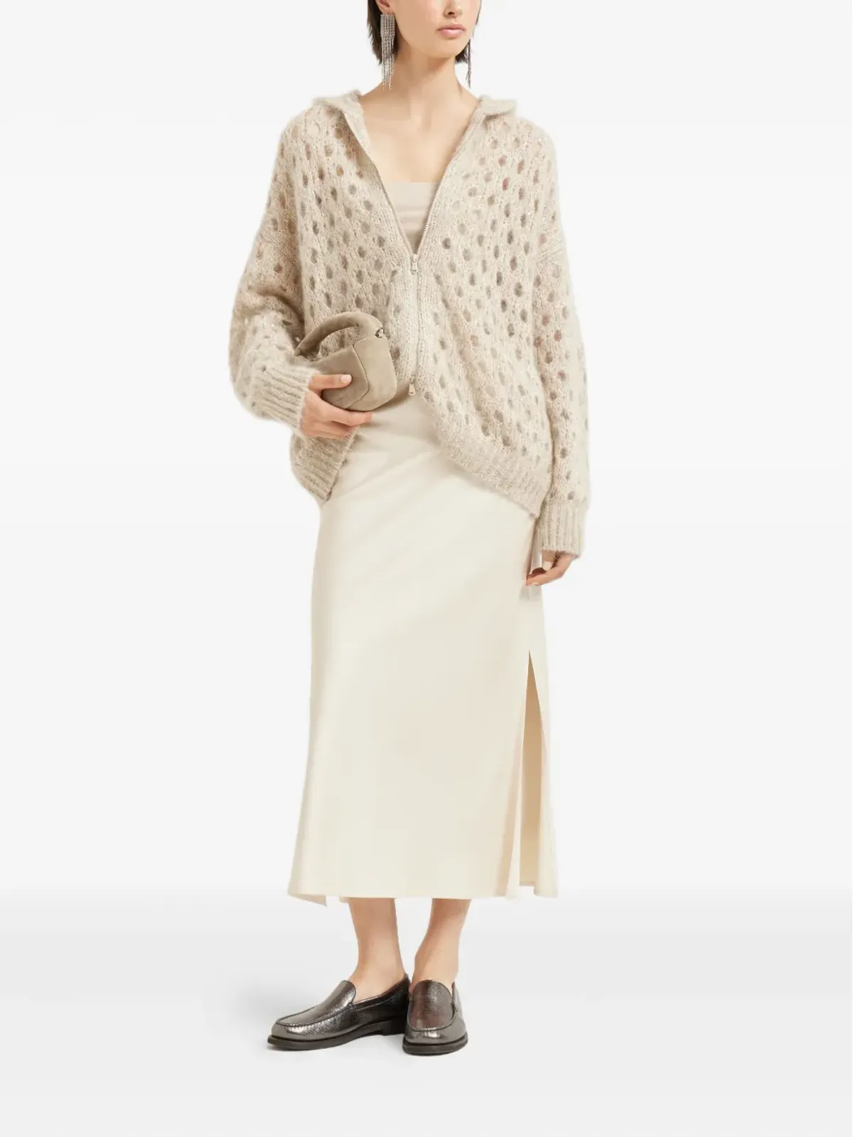 Brunello Cucinelli サイドスプリット ミディスカート - 画像2