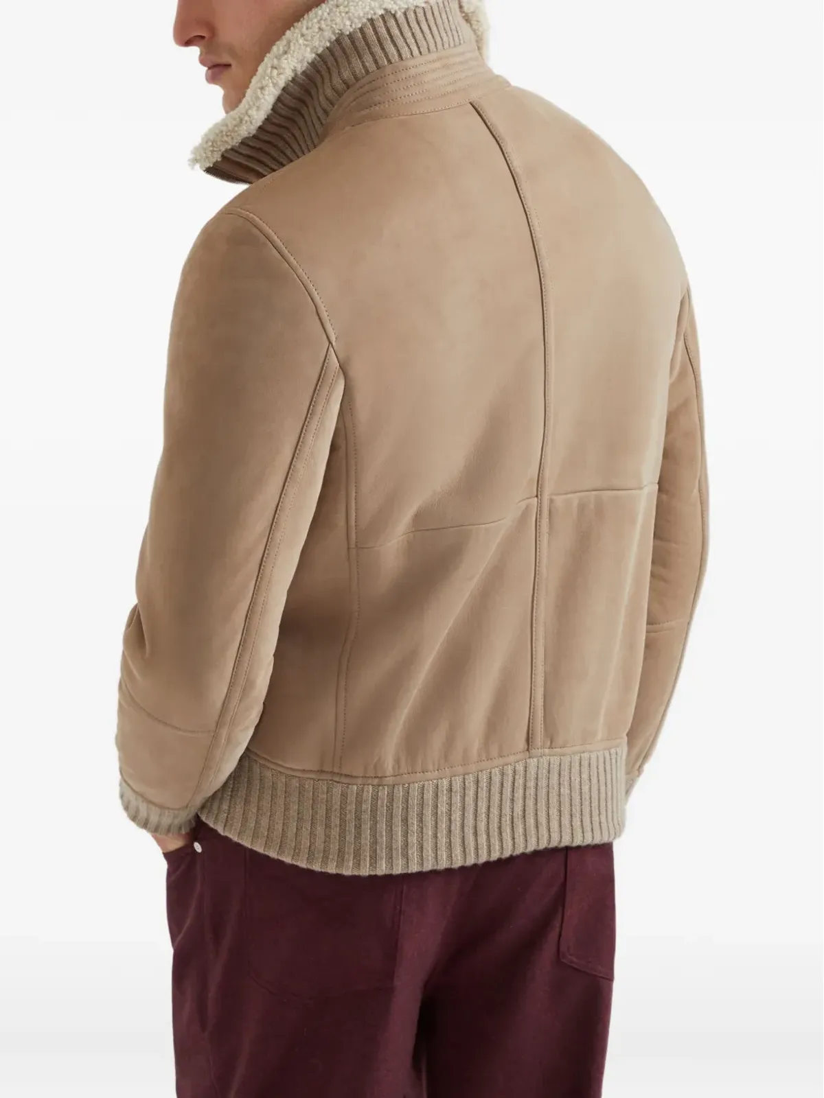 Brunello Cucinelli シアリングカラー付きスエードジャケット - 画像5