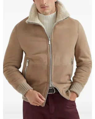 Brunello Cucinelli シアリングカラー付きスエードジャケット - サムネイル3