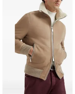 Brunello Cucinelli シアリングカラー付きスエードジャケット - サムネイル4