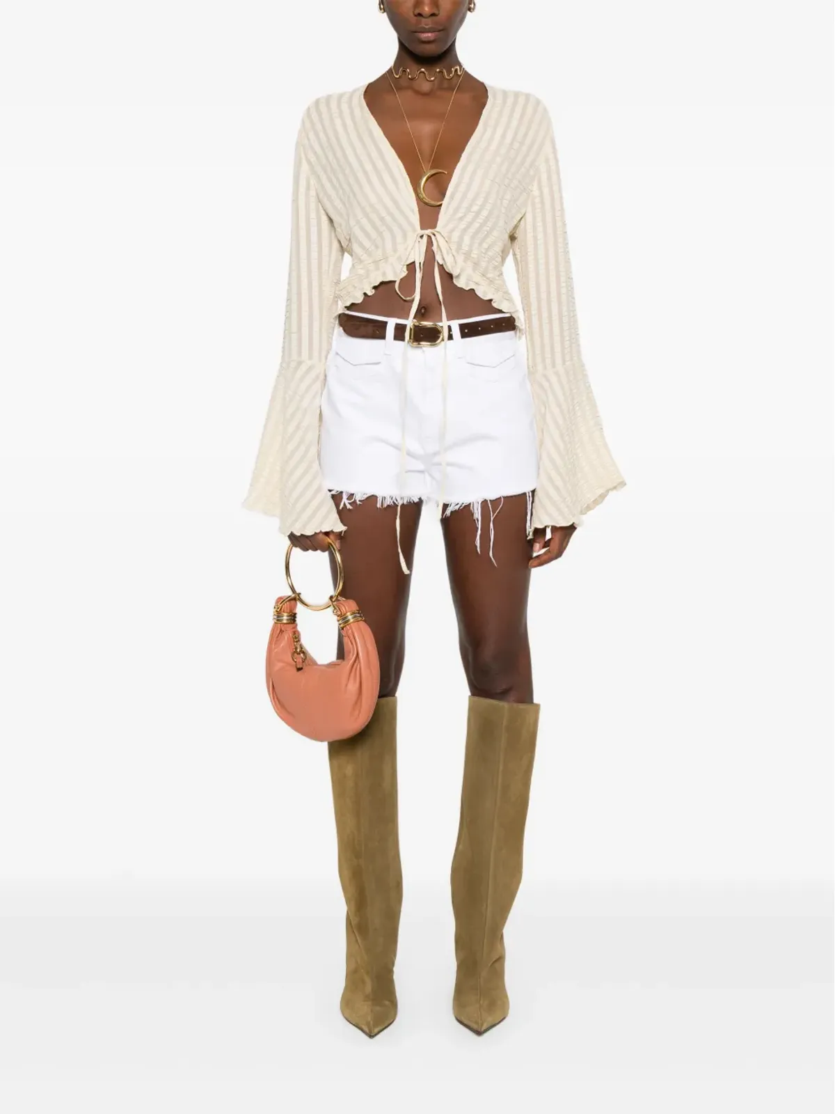 Chloé フリンジヘムデニムショーツ - 画像2