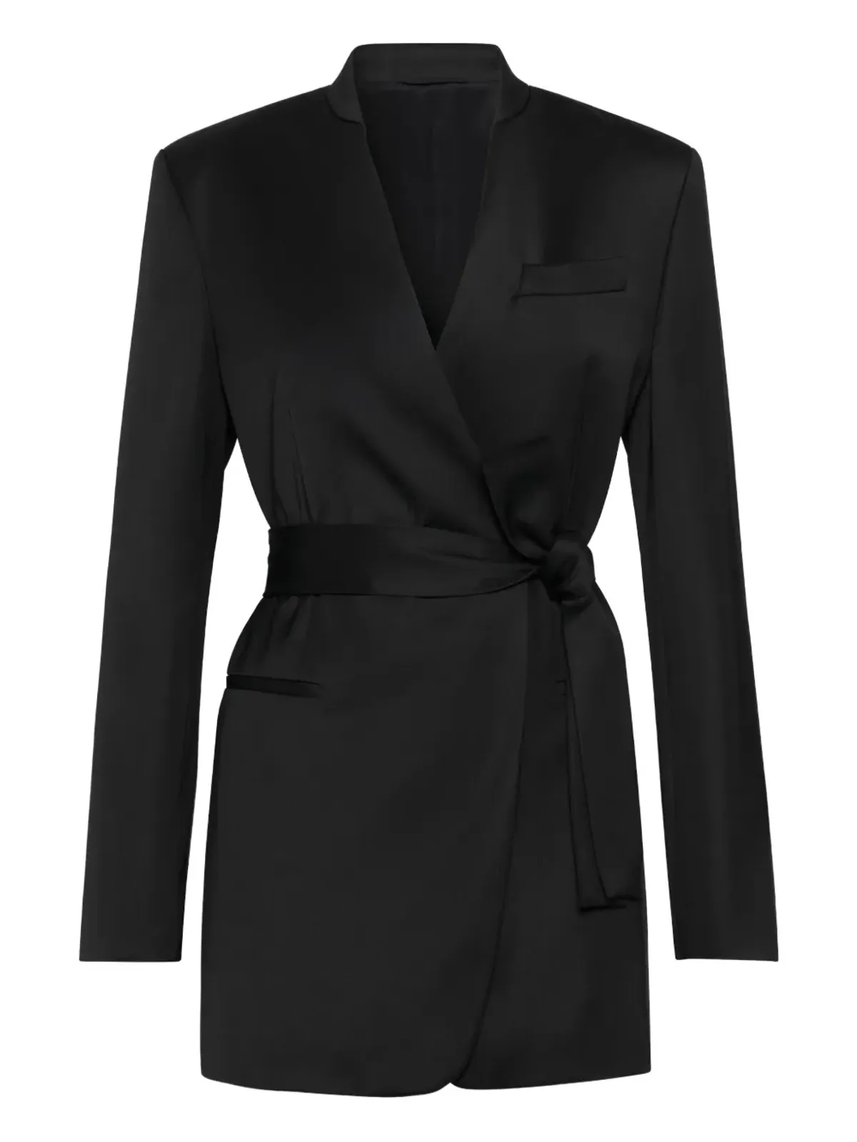 Brunello Cucinelli ベルト付きラップブレザー（ブラック） - 画像1