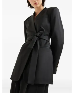 Brunello Cucinelli ベルト付きラップブレザー（ブラック） - サムネイル5