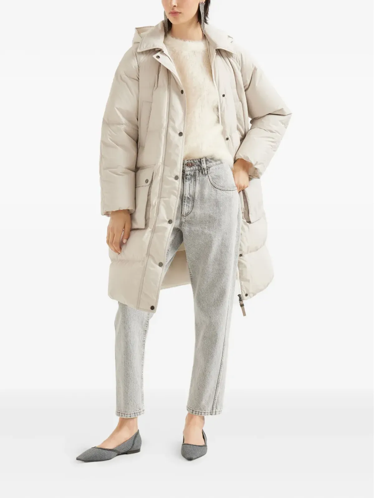 Brunello Cucinelli フード付きキルティングコート - 画像2