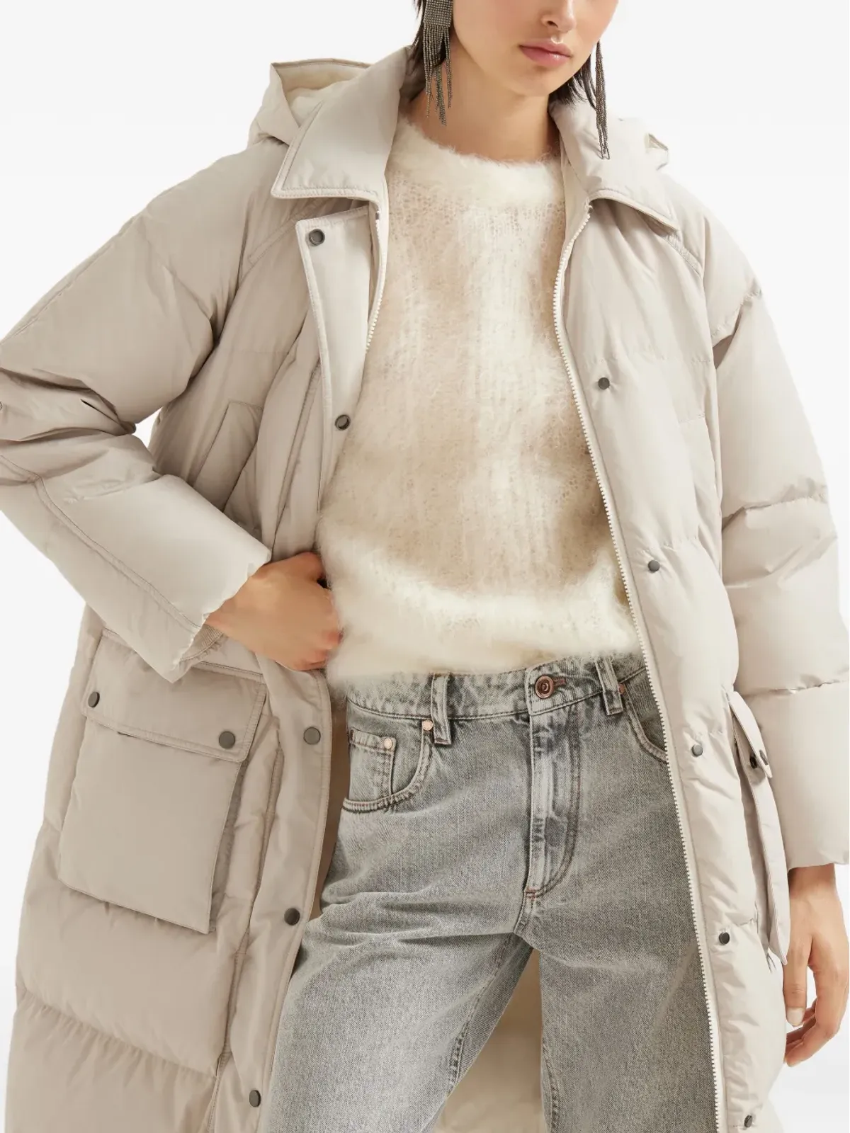 Brunello Cucinelli フード付きキルティングコート - 画像4