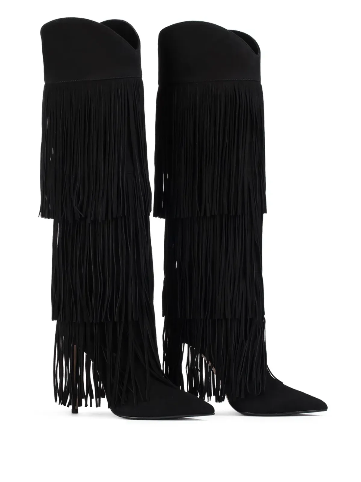 Le Silla 120mm Andy tiered-fringe suede boots - Black - 画像2