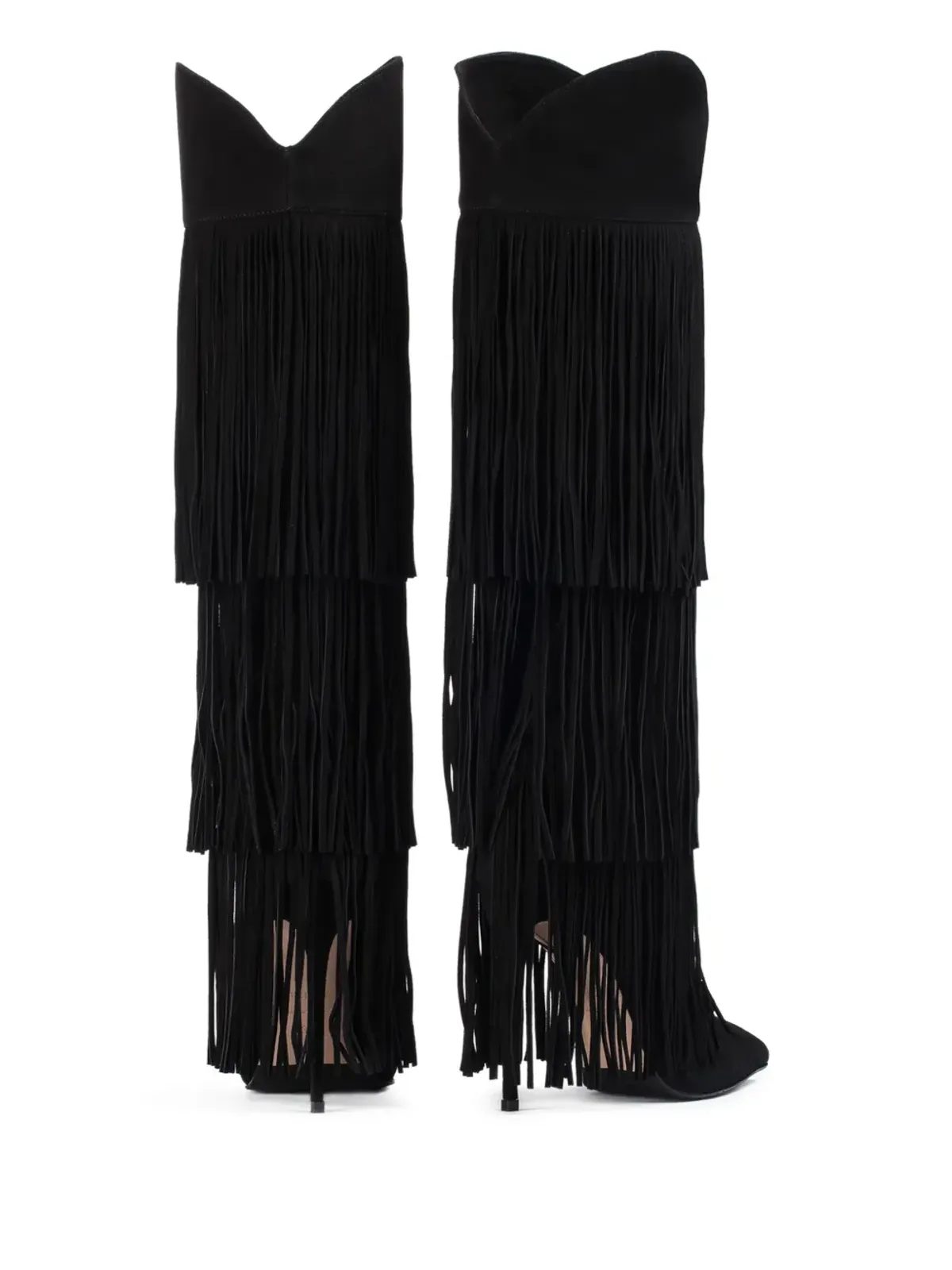 Le Silla 120mm Andy tiered-fringe suede boots - Black - 画像3