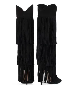 Le Silla 120mm Andy tiered-fringe suede boots - Black - サムネイル3