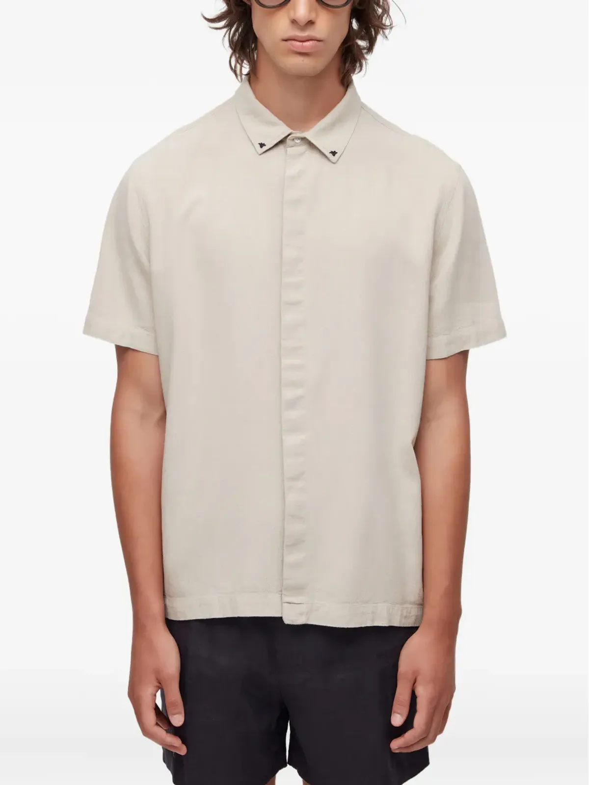 Osklen embroidered button-fastening shirt - Neutrals - 画像1